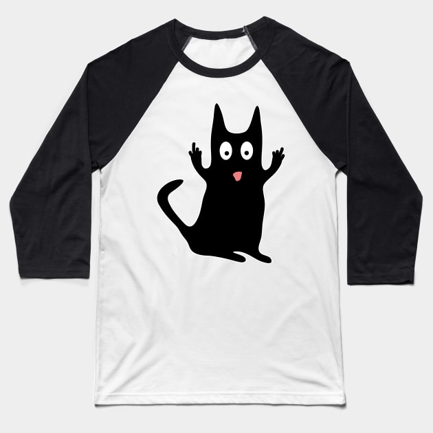 Funny Black Cat with Attitude Gift Baseball T-Shirt by McNutt